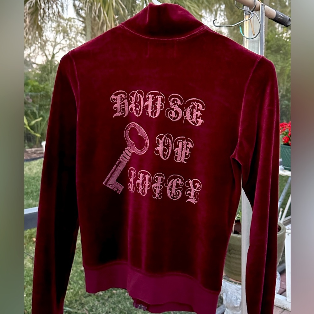 Juicy Couture Sweater Jacket Sz M Burgundy